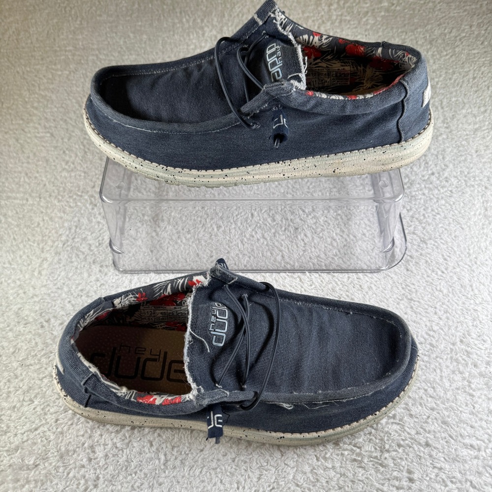 Hey Dude Wally Stretch Mens Size 12 Blue Good Loafers Slip On Tropical Floral